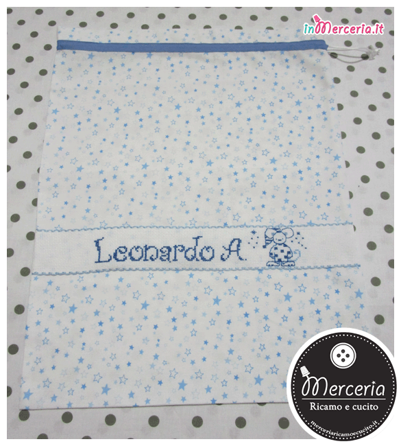 Sacchetti nascita e asilo con stelline per Leonardo