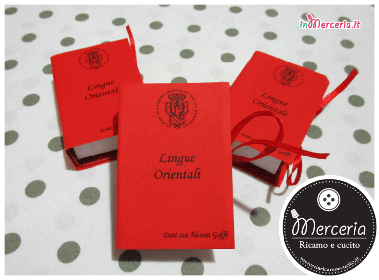 Bomboniera portaconfetti a forma di libro per Laurea in Lingue Orientali per La Dott.ssa Alessia