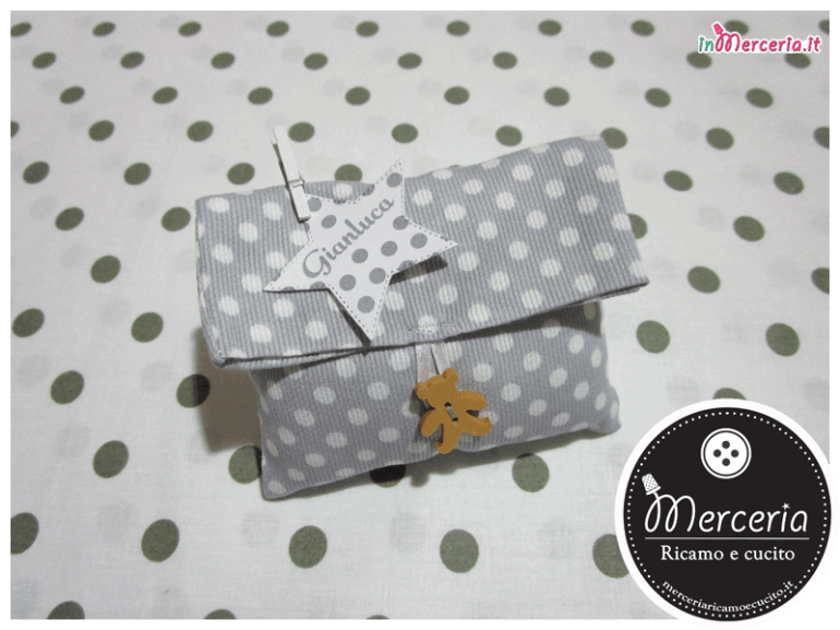 Sacchettini bomboniere portaconfetti pois e rigati per Gianluca