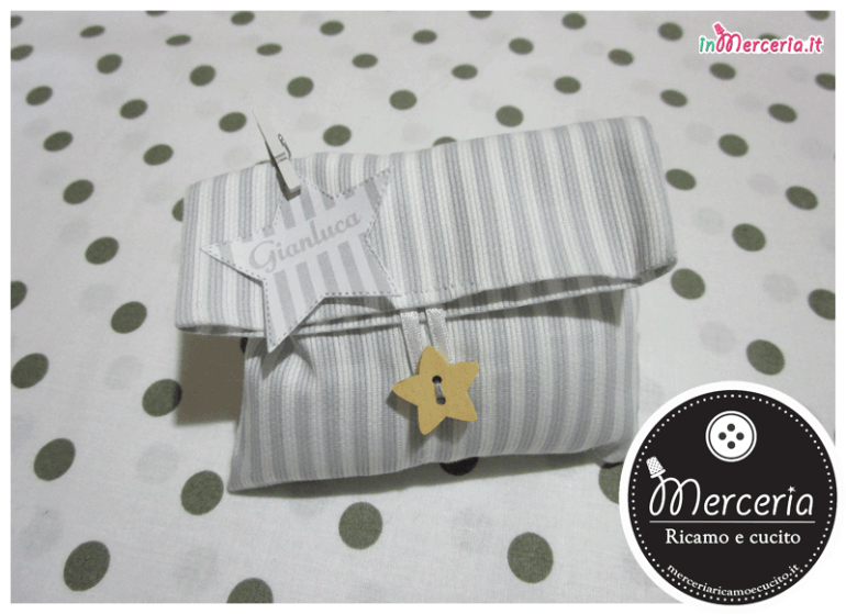 Sacchettini bomboniere portaconfetti pois e rigati per Gianluca