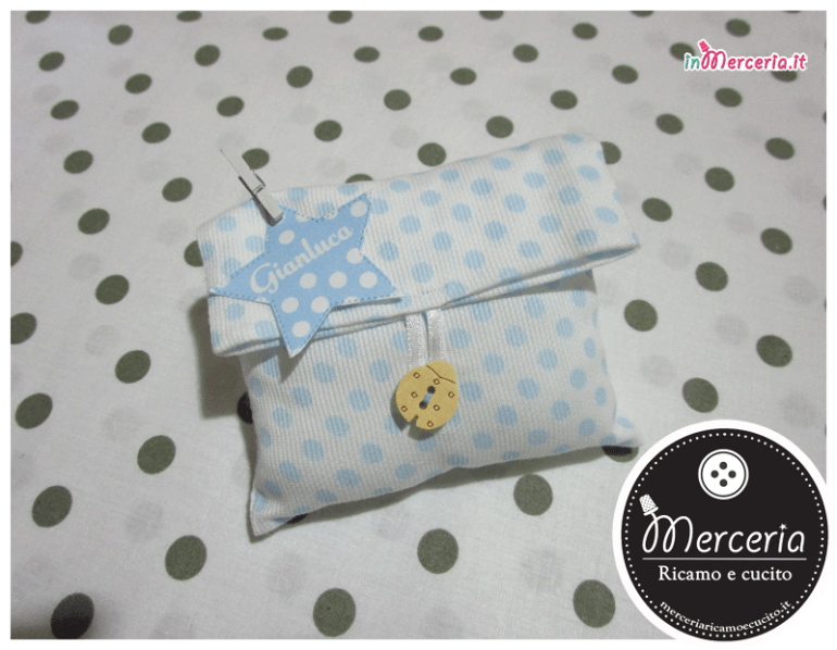 Sacchettini bomboniere portaconfetti pois e rigati per Gianluca