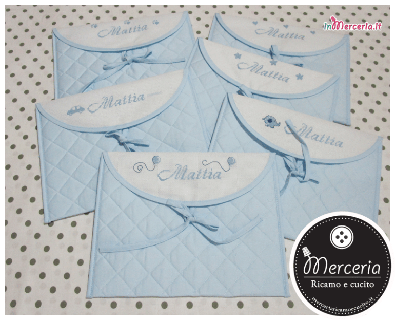 Buste trapuntate celesti per Mattia