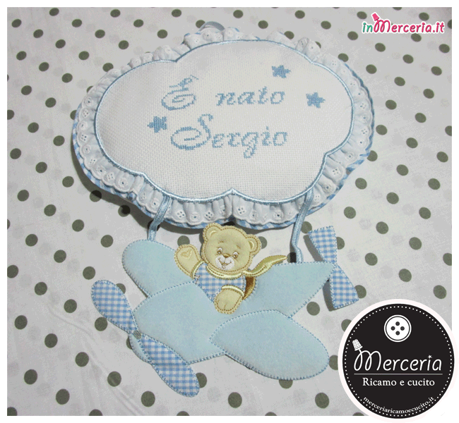 Fiocco nascita aeroplano celeste È nato Sergio