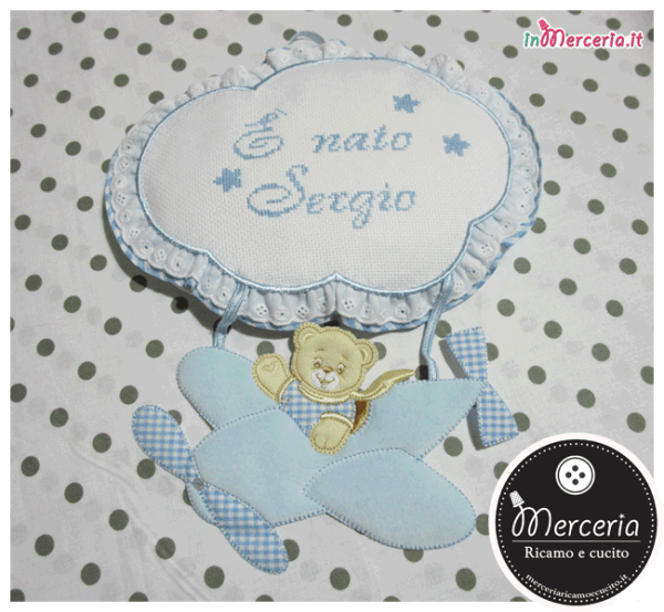 Fiocco nascita aeroplano celeste È nato Sergio