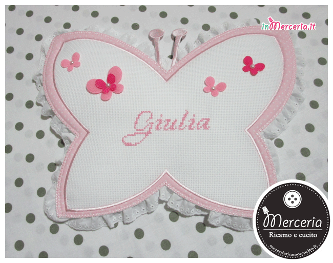 Fiocco nascita farfalla pois per Giulia