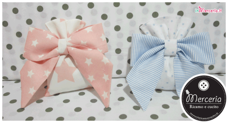 Sacchetti portaconfetti stellato e rigato con fiocco