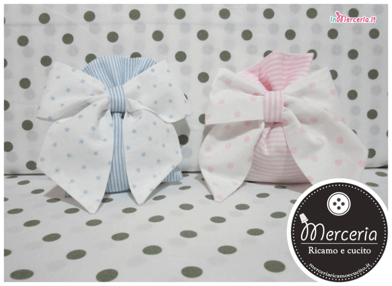 Sacchetti portaconfetti stellato e rigato con fiocco