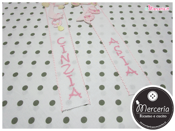 Fiocco nascita rosa “Siamo Arrivate” per le gemelle "Cinzia" e “Asia”