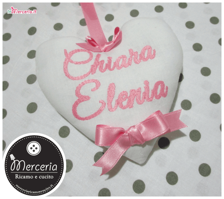 Fiocco nascita rosa con palloncini "È nata una bimba" con cuore pendente per Chiara Elenia