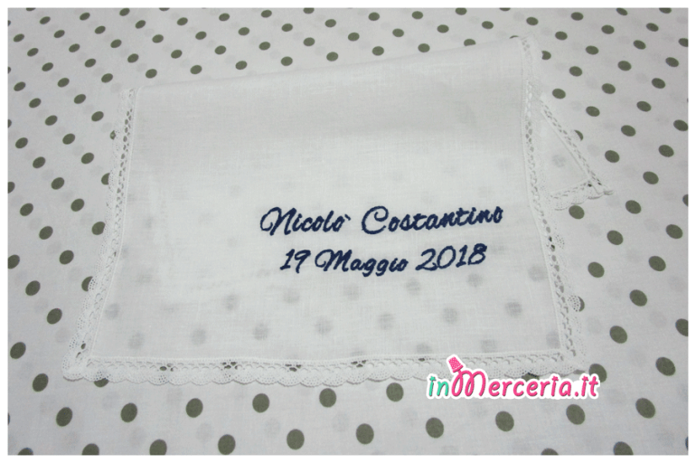 Asciugamano in lino con merletto per Nicolò