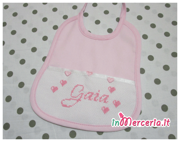 Bavetta con cuoricini rosa per Gaia