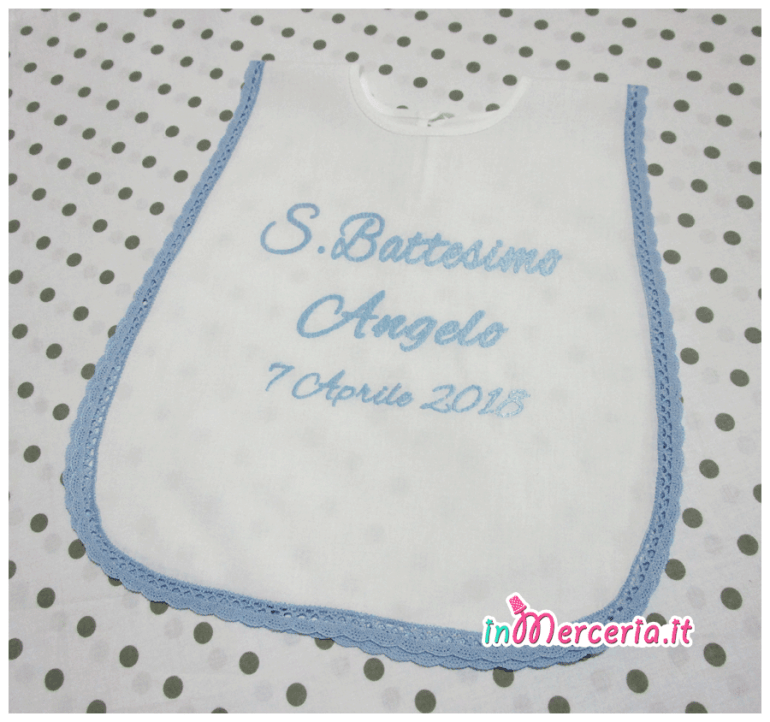 Camicina bavaglino per battesimo in cotone per Angelo
