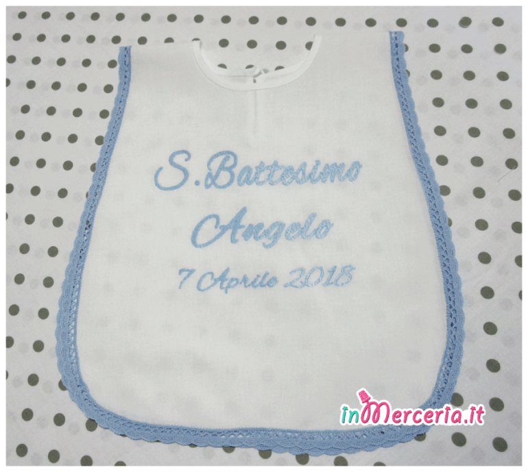 Camicina bavaglino per battesimo in cotone per Angelo
