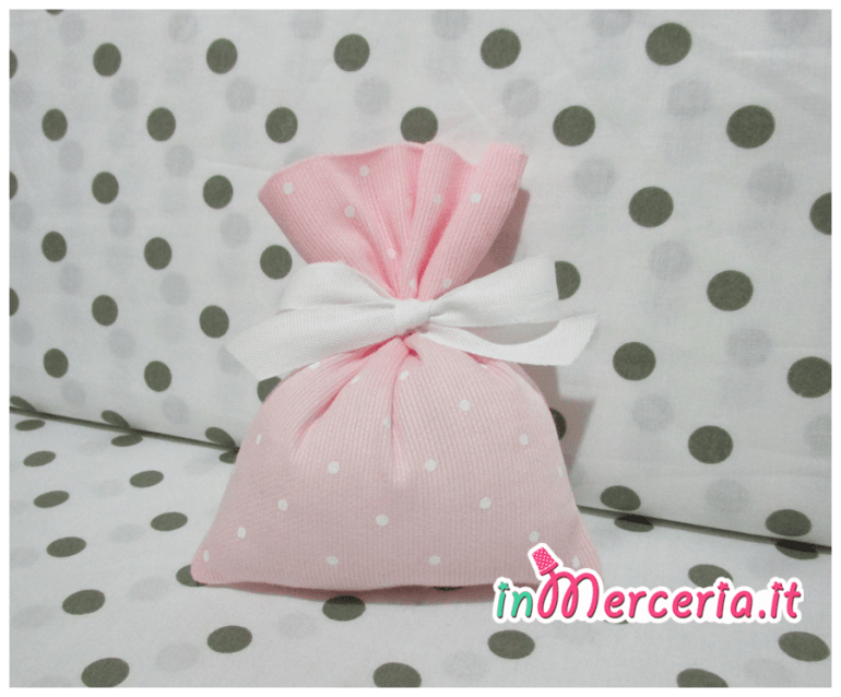 Sacchettini bomboniere portaconfetti rosa pois
