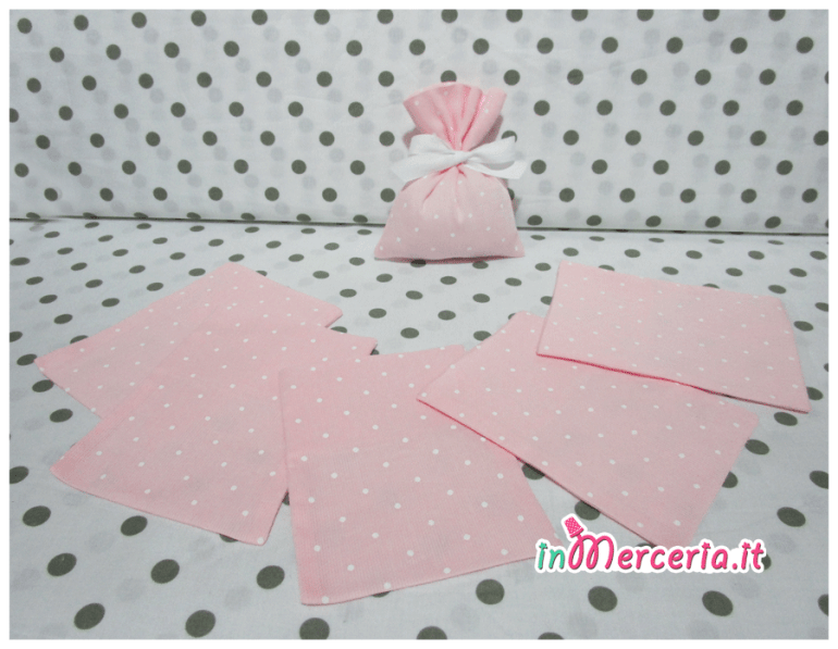 Sacchettini bomboniere portaconfetti rosa pois