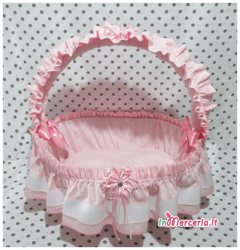 Cestino nascita pois con fiocchetti