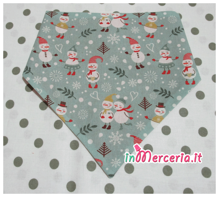 Bavette bandana natalizie con renna e pupazzi di Natale