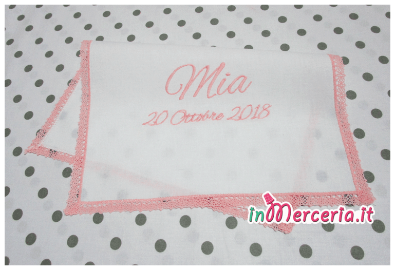Asciugamano in cotone con merletto rosa per Mia