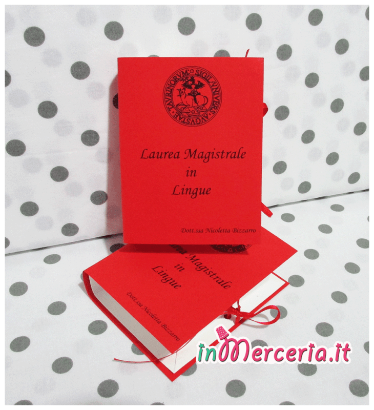 Bomboniera portaconfetti a forma di libro per la Laurea Magistrale in Lingue della “Dott.ssa Nicoletta”