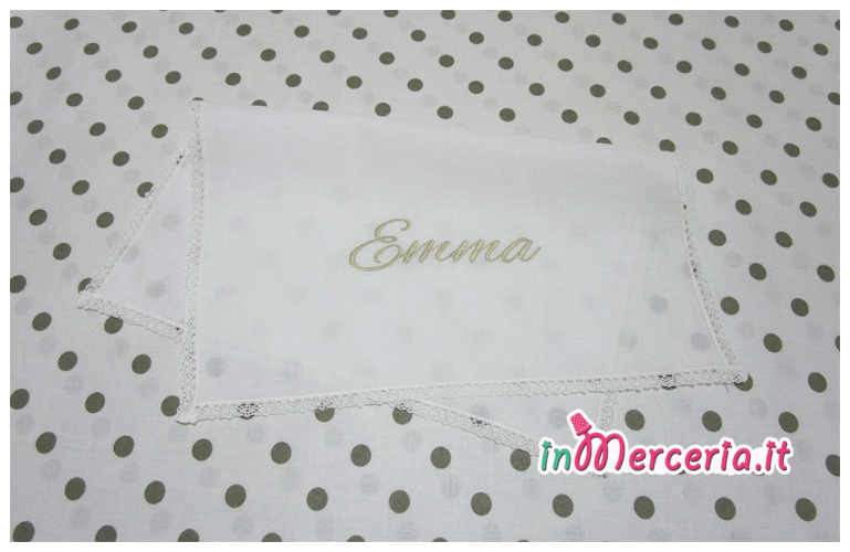 Camicina bavaglino e asciugamano battesimo in cotone per Emma