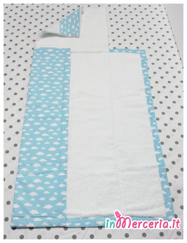 Busta coprifasciatoio celeste con nuvole e aida