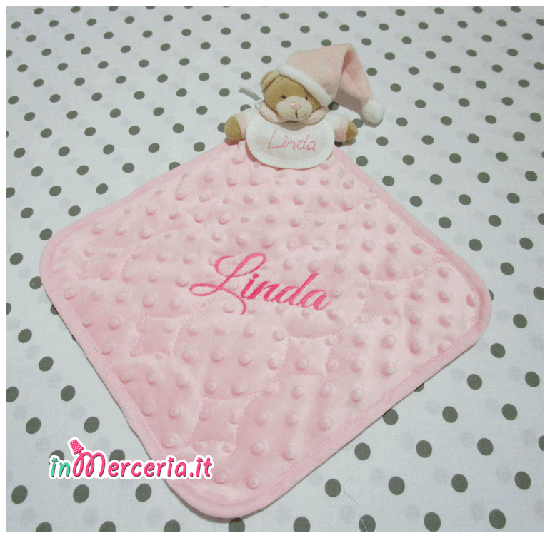 Orsetto doudou e copertina con orsetto strass per Linda