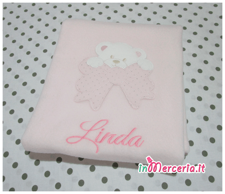 Orsetto doudou e copertina con orsetto strass per Linda