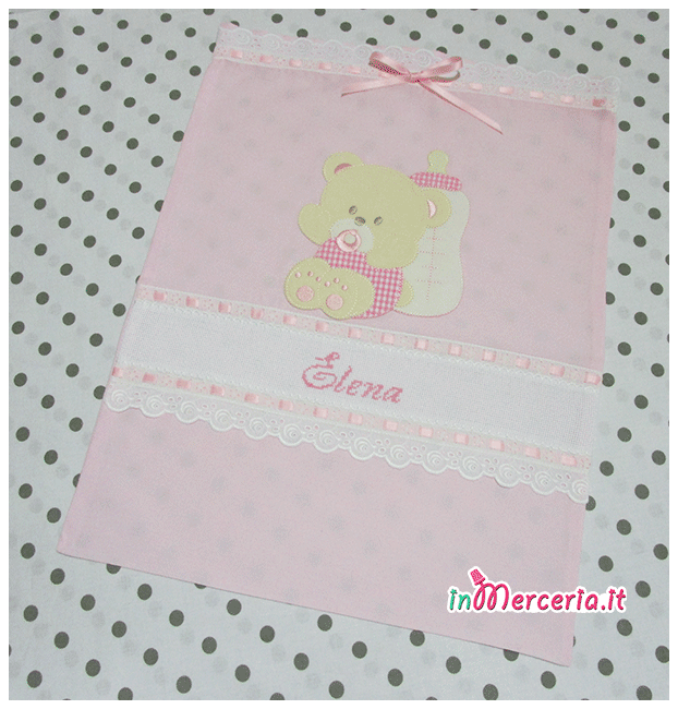 Sacchetti nascita e asilo elegnati con orsetti per Elena