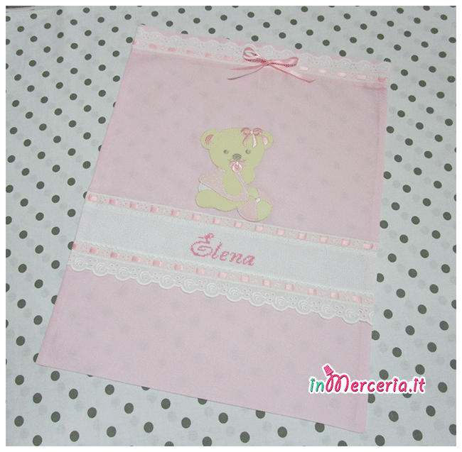 Sacchetti nascita e asilo elegnati con orsetti per Elena