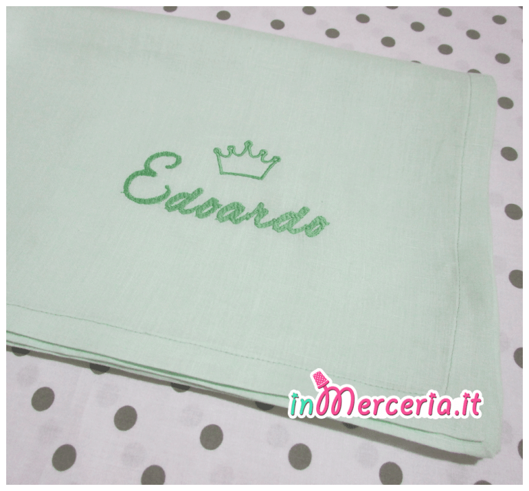 Lenzuolino neonato con nome "Edoardo" e corona