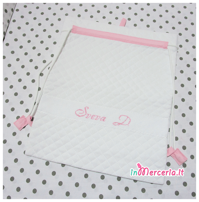 Sacchi e bustine nascita e asilo trapuntate per Vittorio, Sveva e Niccolò