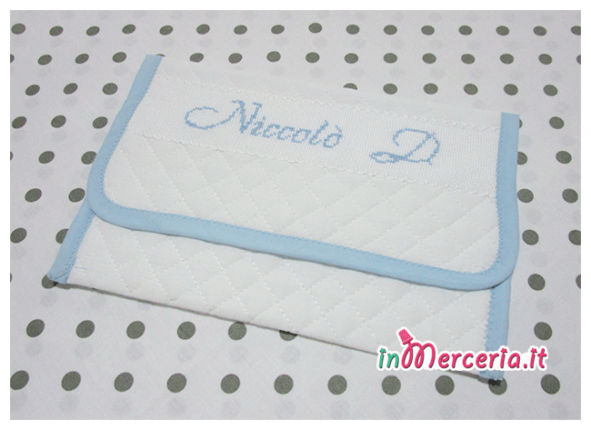 Sacchi e bustine nascita e asilo trapuntate per Vittorio, Sveva e Niccolò