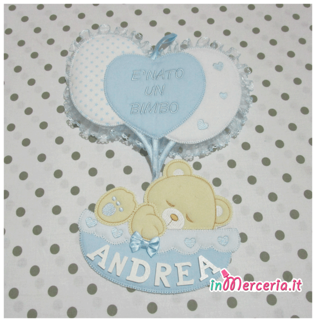 Fiocco nascita con palloncini “È nato un bimbo” per Andrea