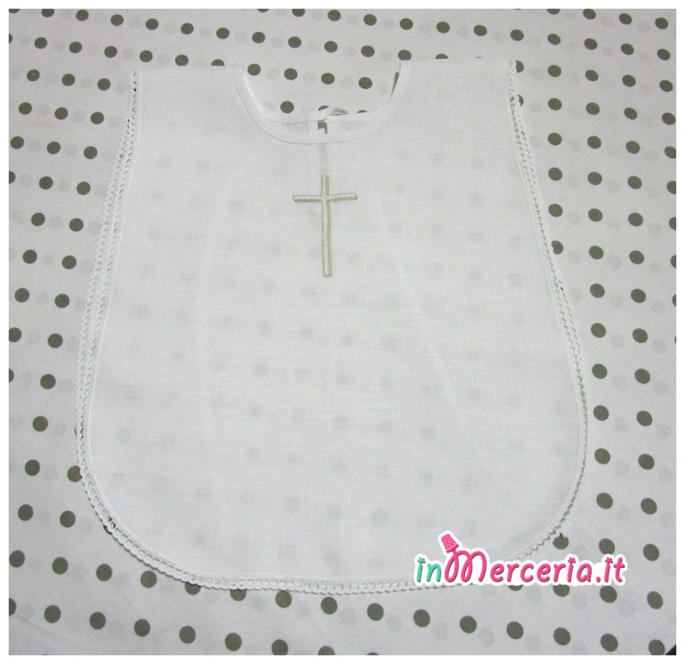 Camicina bavaglino e asciugamano battesimo in lino con croce