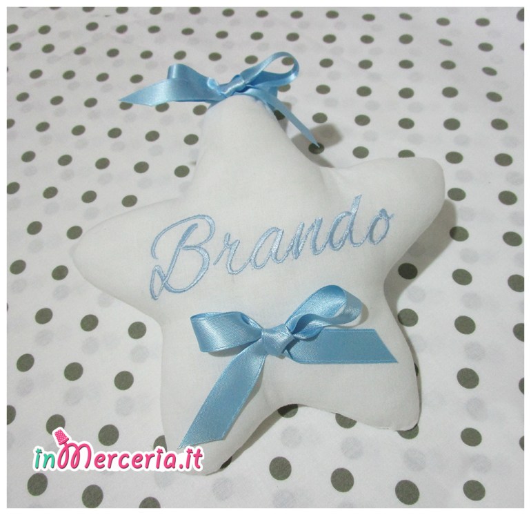 Fiocco nascita stella e Catenella portaciuccio con stella per Brando