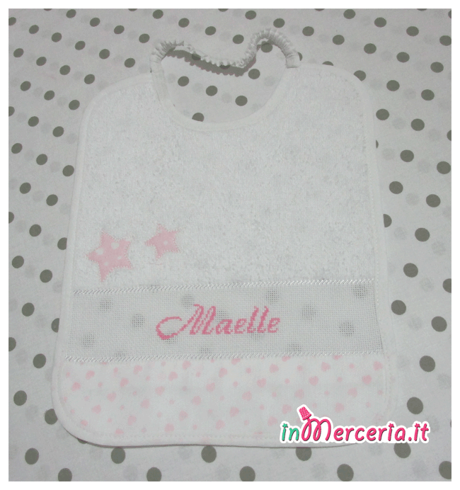 Set asilo cuori e pois - Sacchetto, asciugamano e bavaglia per Maelle