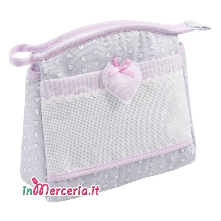 Busta portaoggetti con cuore rosa