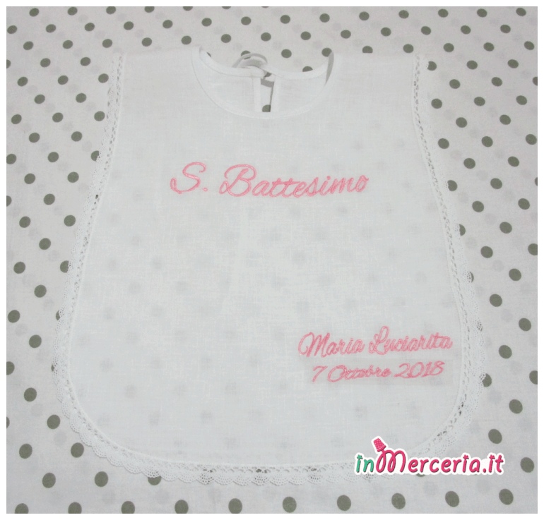 Camicina bavaglino e asciugamano battesimo in lino per Maria