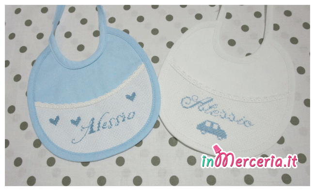 Fiocco nascita celeste con palloncini e bavette per Alessio