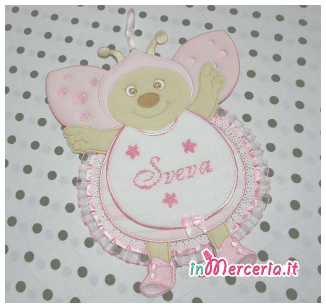 Fiocco nascita coccinella rosa per Sveva