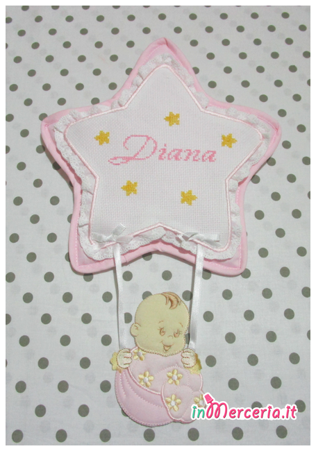 Fiocco nascita stella rosa per Diana