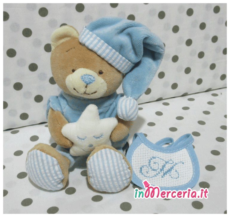 Biberon bomboniera portaconfetti e orsetto con stella per Michele