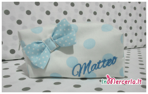 Pochette porta oggetti pois con fiocchetto per Matteo