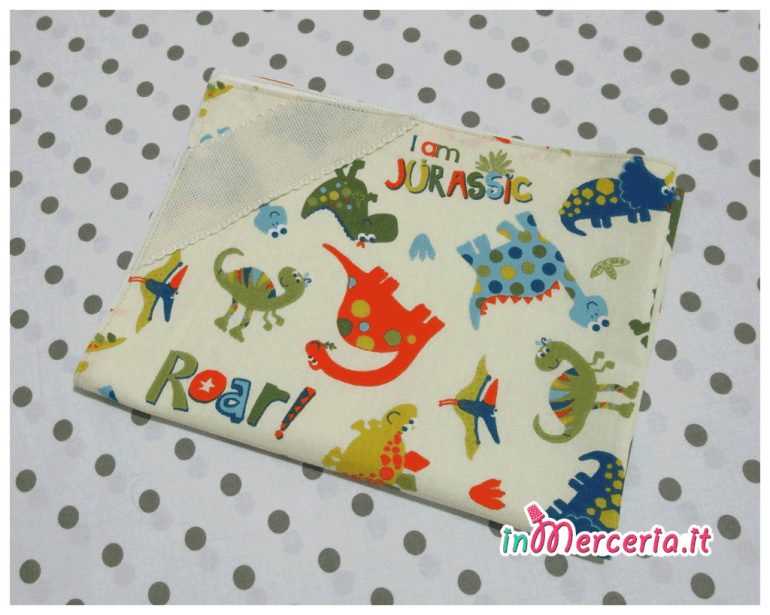 Sacchetto e tovaglietta nascita e asilo Jurassic con dinosauri