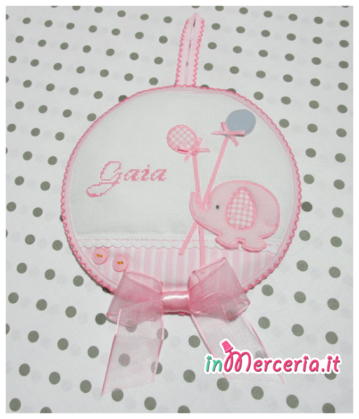 Fiocco nascita elefantino con palloncini per Gaia