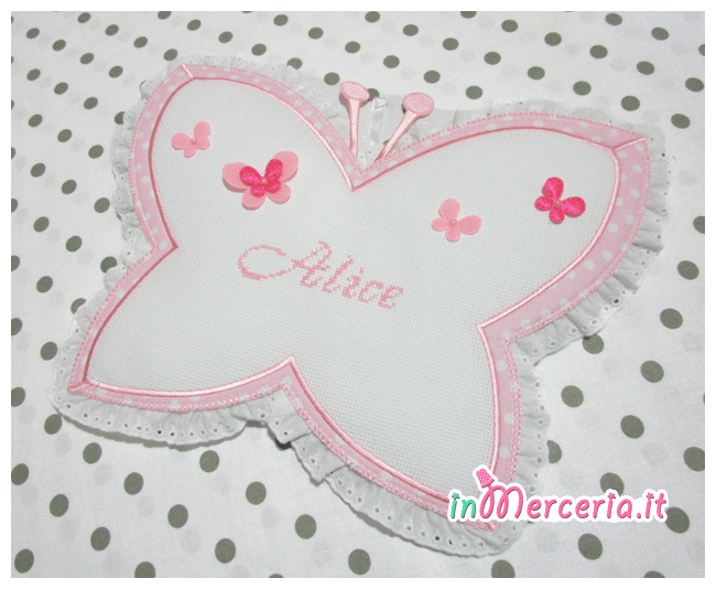 Fiocco nascita farfalla pois per Alice