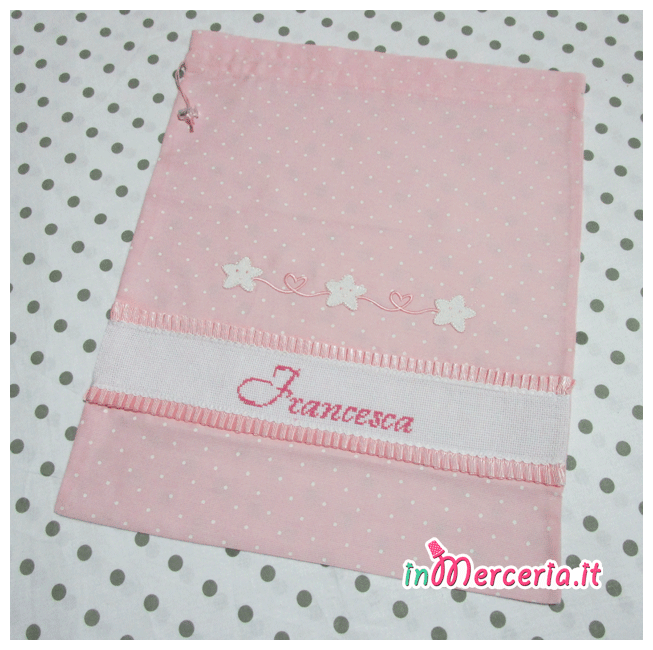 Sacco nascita e asilo pois con stelline per Francesca