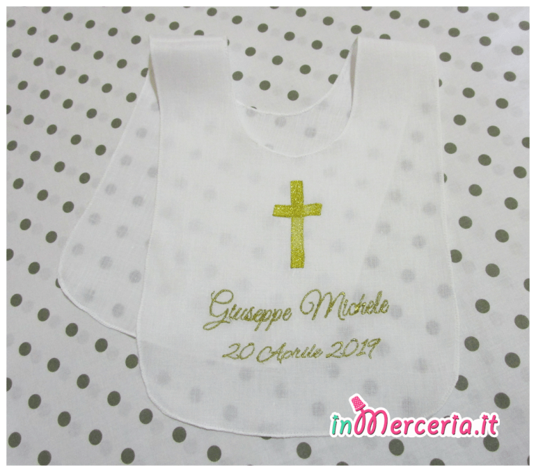 Bavaglino tunica battesimale in lino per Giuseppe Michele