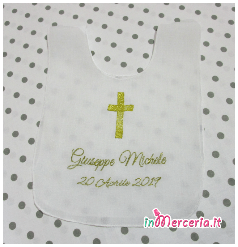 Bavaglino tunica battesimale in lino per Giuseppe Michele