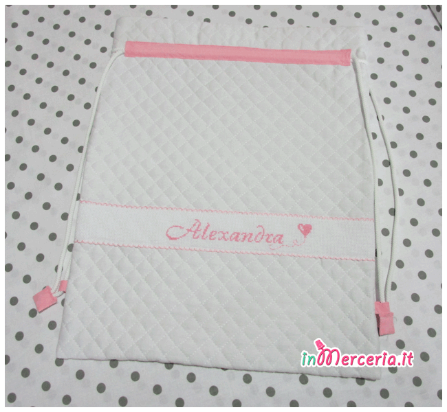 Set nascita - Sacco trapuntato, busta portaoggetti, copertina con stella e bavetta per Alexandra